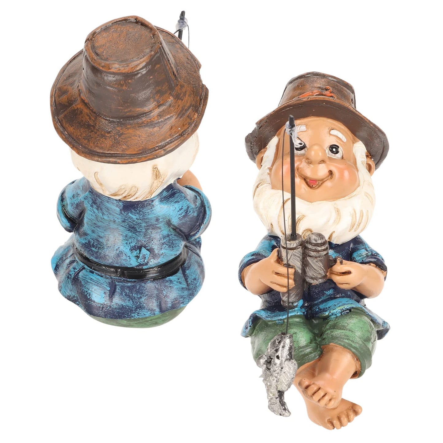 LiebeWH Fishing Gnome Sitter Garden Statue Resin Lawn Decor for Outdoor Decoration Shelf Pond and Waterfalls Ornament Dwarf Sculpture