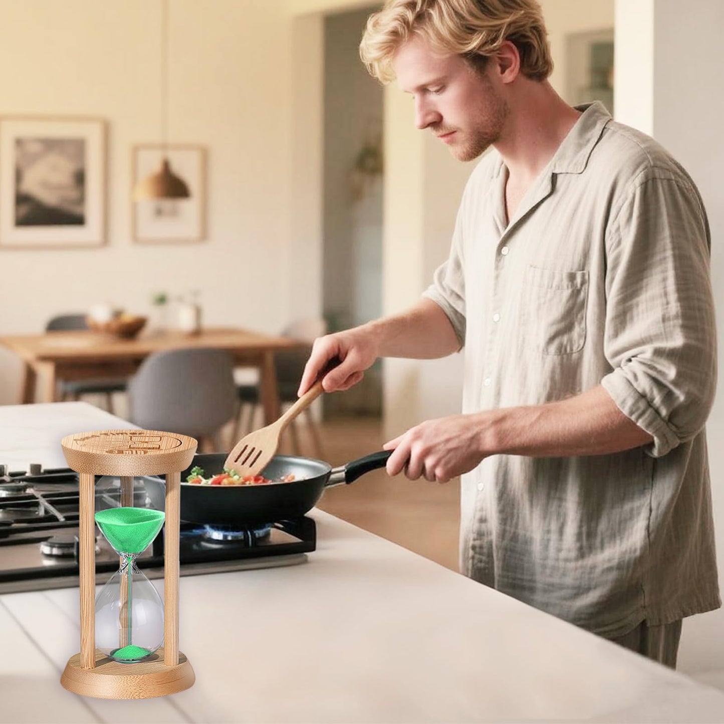 SuLiao Sand Timer, Colorful Hourglass Sandglass Timer, Wooden Sand Clock 30Sec/1 min/2 min/3 min/5 min/10 min for Brushing Children's Teeth, Cooking, Games, School, Office (Pack of 6)