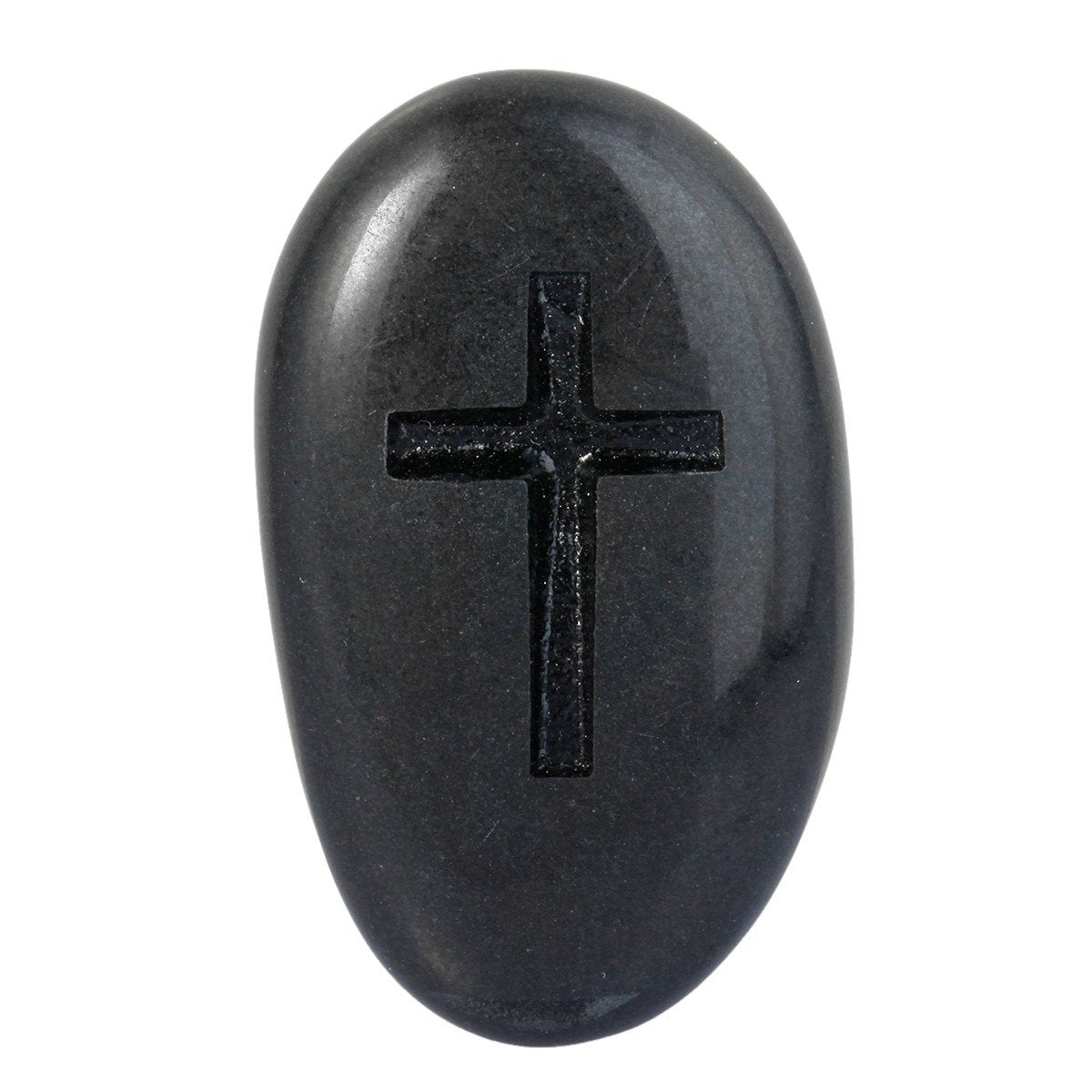 Rockcloud Pack of 4 Black Engraved Inspirational Stones Love Stones,Cross