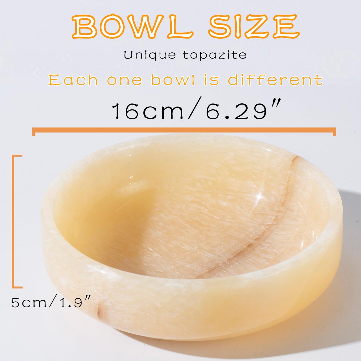 NEAMVCT Natural Topazite Decorative Bowl for Home Decor, 6.29Inch Handmade Marble Stone Catchall Bowl for Coffee Table Centerpiece, Key, Fruit, Soap Serving, Coins Tray for Entryway & Kitchen