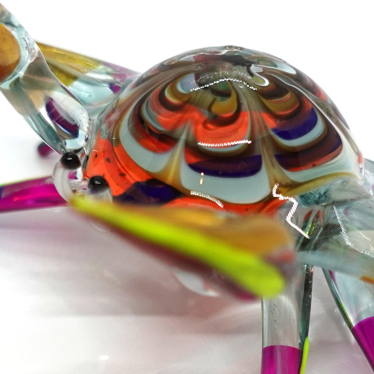 Sansukjai Crab Miniature Figurines Animals Hand Painted Blown Glass Art Collectible Gift Decorate 3.5", Vivid