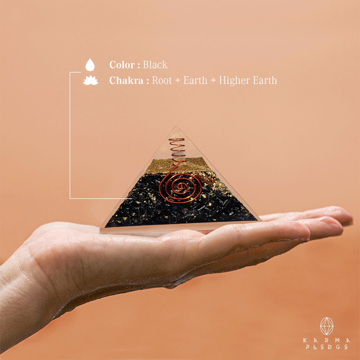 Chakra Healing Crystal Pyramid, Unique Birthday Gifts for Womens, Mom, Love One, Black Tourmaline Orgonite Orgone Pyramid for Meditation, Balance, Positive Energy, Success, Office Desk Decor