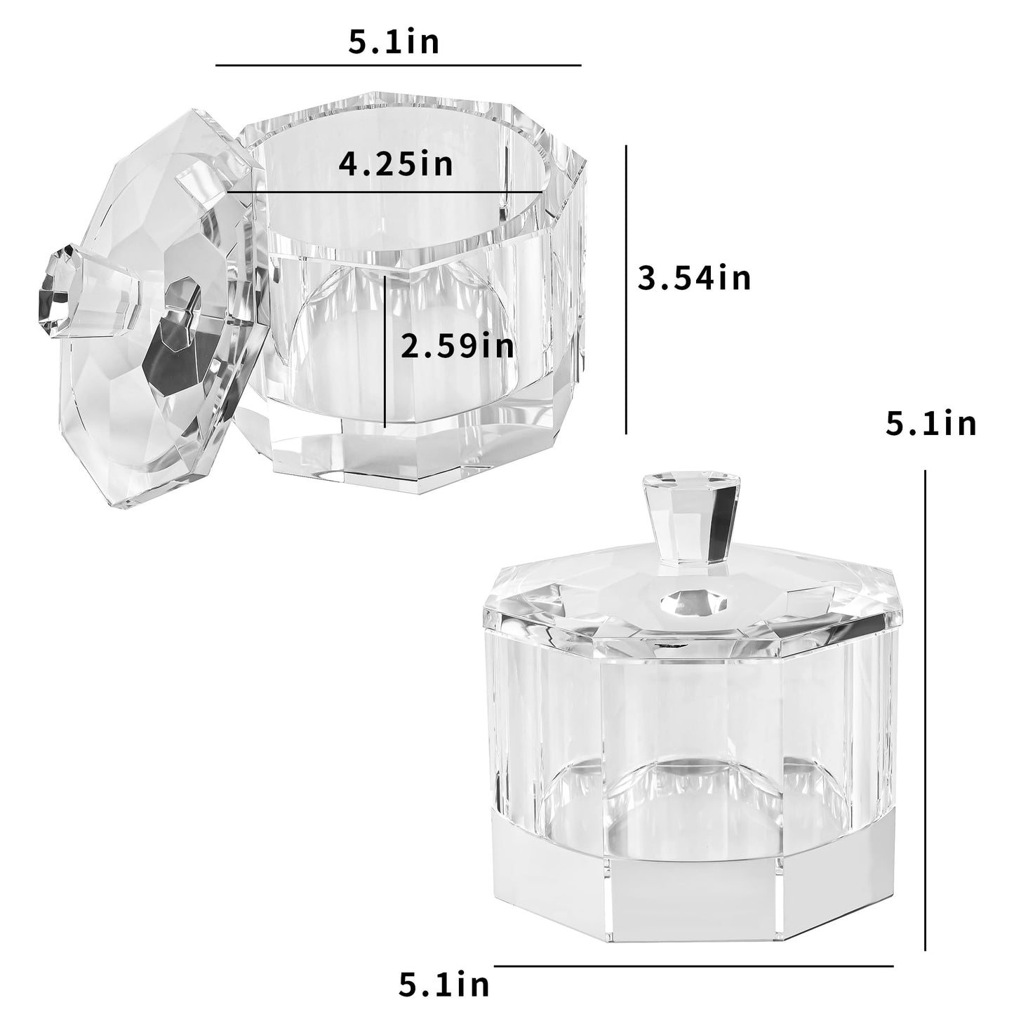 DONOUCLS Crystal Candy Dish with Lid Hand-Cut Home Decorative Jewelry Box/Jar W 5" x H 5" with Multi-faceted, Comes With Gift Box