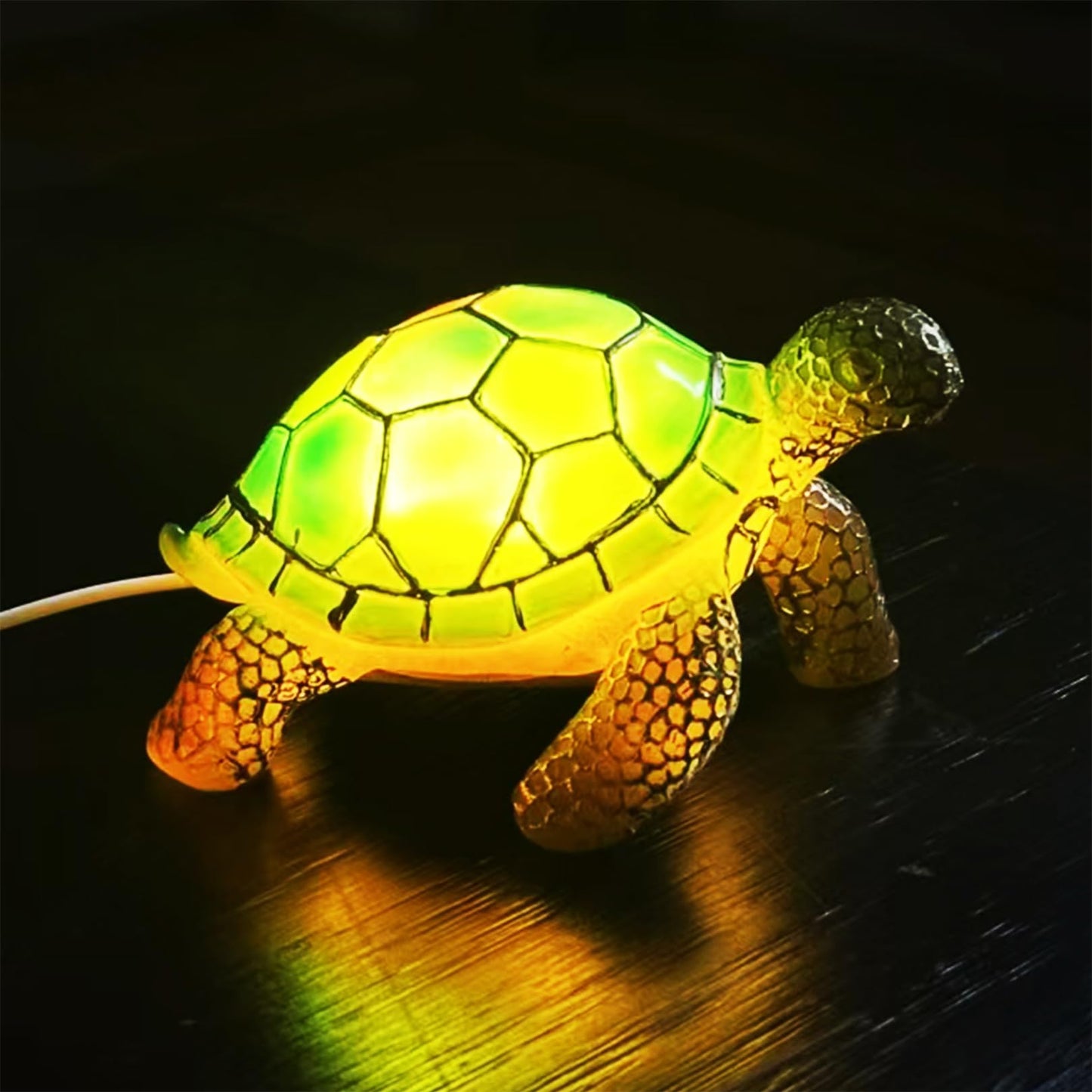 Desniltol 3D Animal Table Lamp, Retro Stained Animal Night Light Lamp, Cute Resin Animal Lamps, Vintage Animals Bedside Lamp with USB Ports Suitable for Living Room, Bedroom, Home Office (Sea Turtle)
