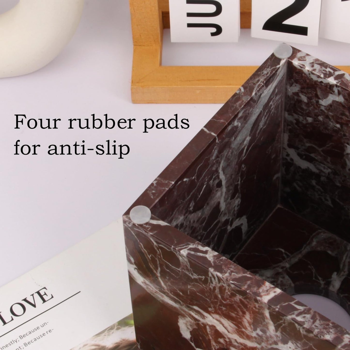 Natural Marble Square Tissue Box Cover ,Stone Modern Decorative Sturdy Napkin Box Holder Case,Facial Paper Organizer for Bathroom Vanity Toilet Countertop,Kitchen (1, Rosso Lepanto, 5.71*5.71*5.51)