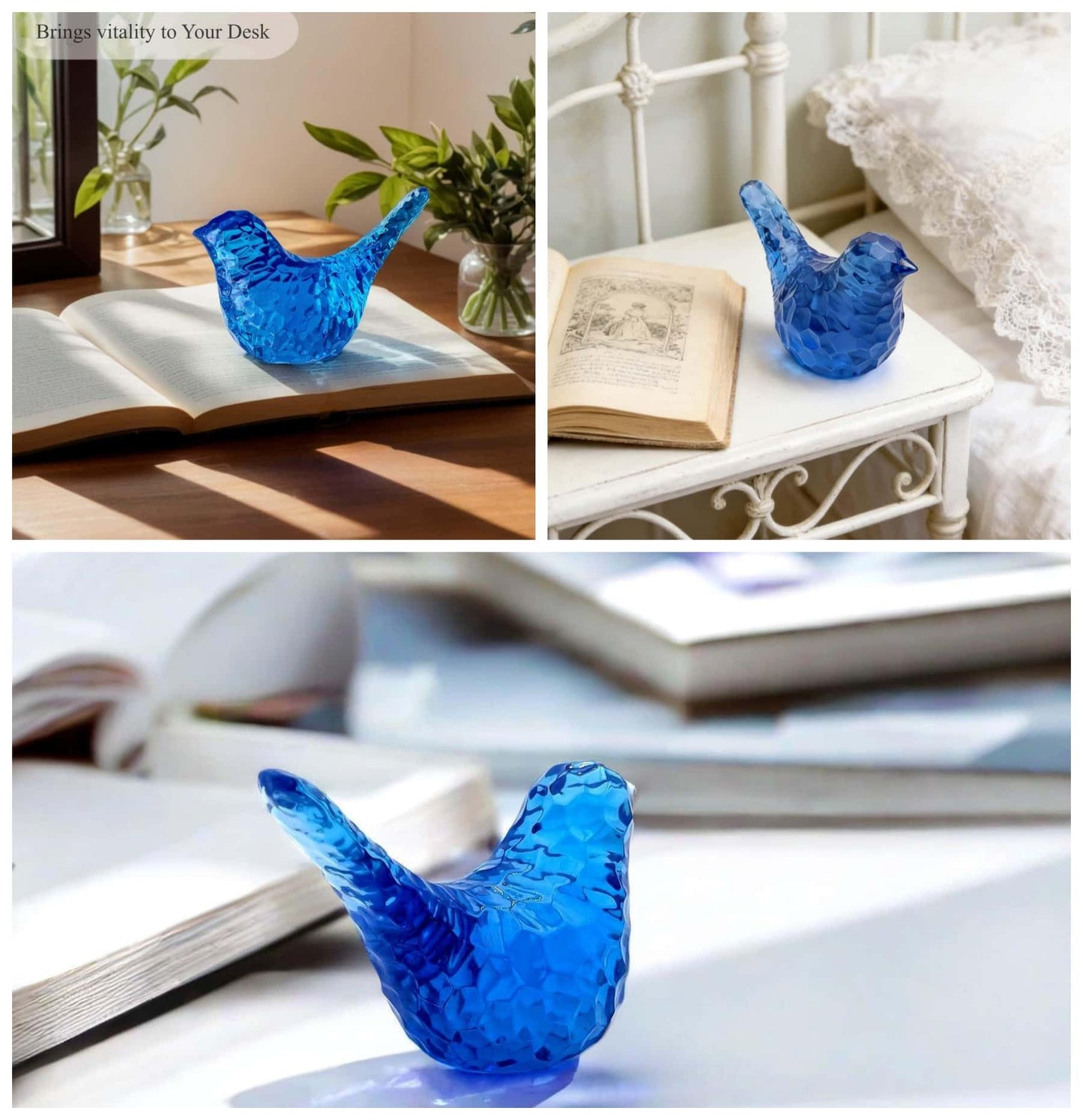 JWT Astyle Blue Bird Figurines Living Room Office Shelf Home Decor Accents,Bird Gifts for Bird Lovers Women,Knick Knacks for Shelves Bookshelf