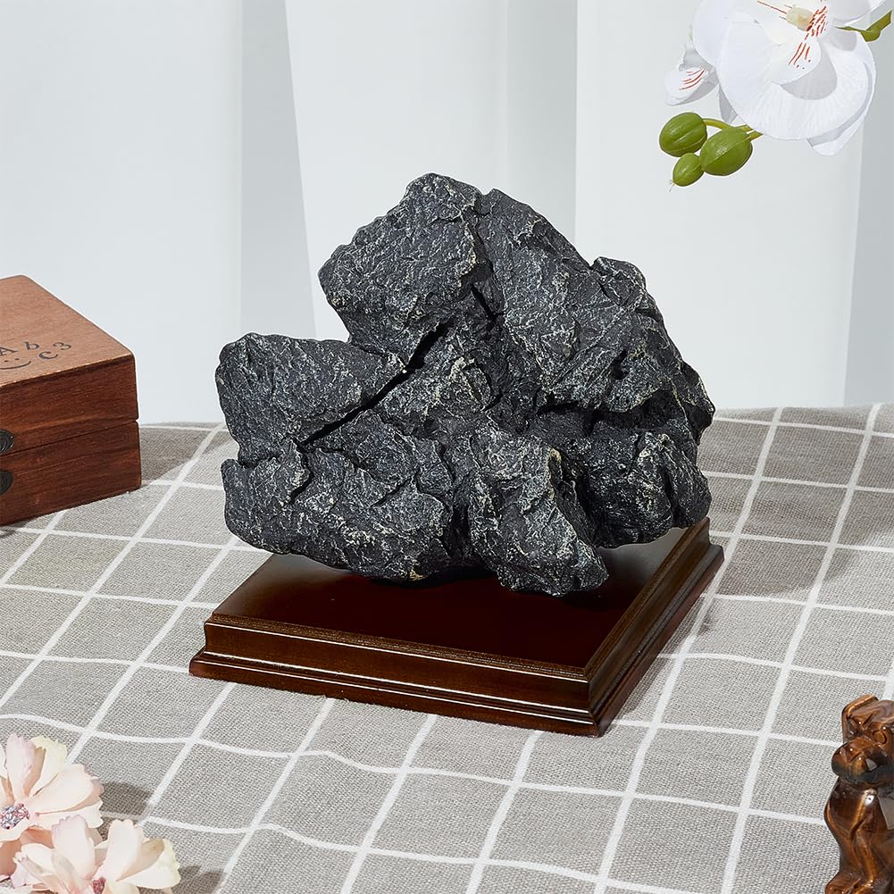 FINGERINSPIRE Coconut Brown Square Wood Stand Base 4.96x4.96x0.7 MDF Wood Base with Ogee Edge Wood Display Base for Gemstone and Jewellery Decor for Vase Sculpture Collectibles Display