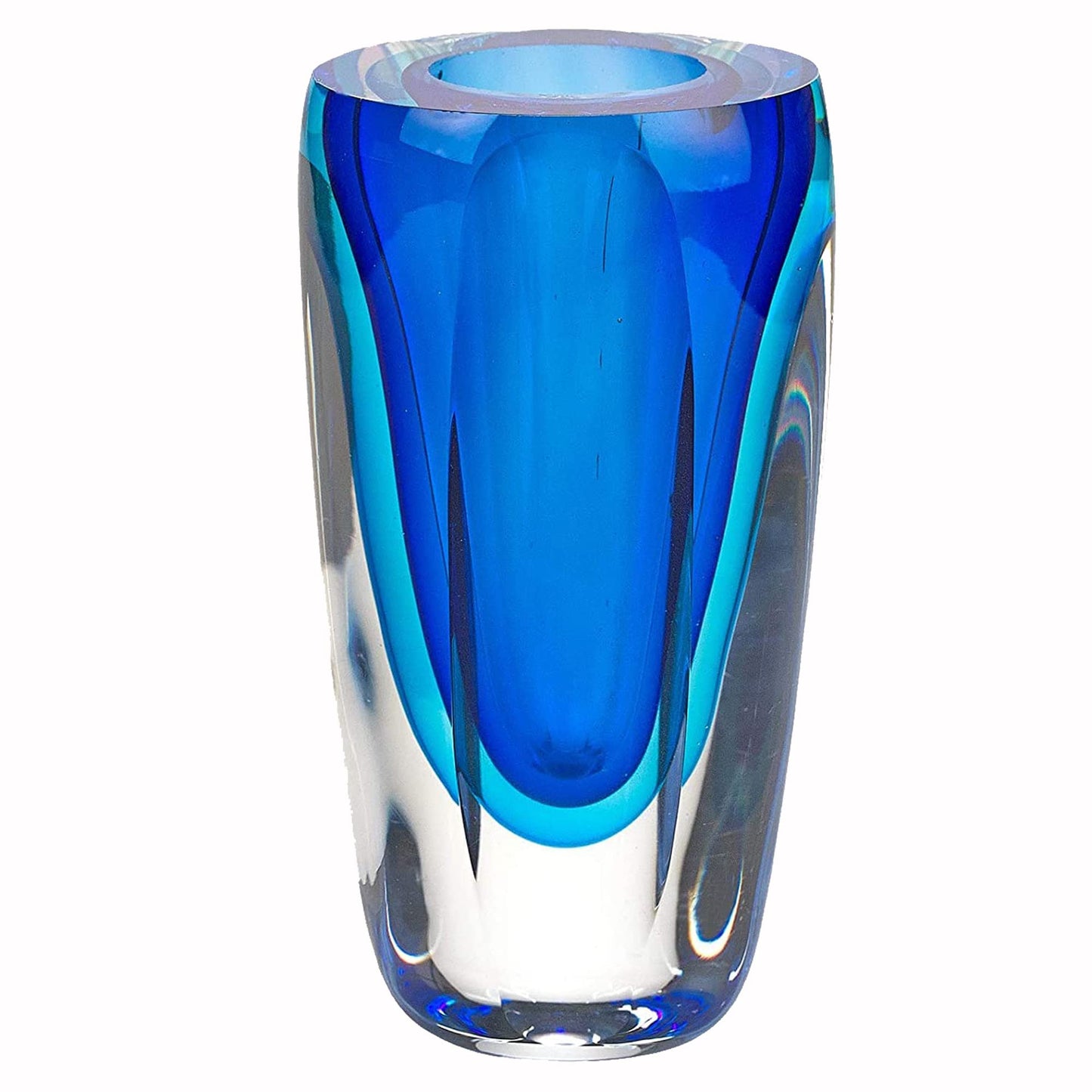 Badash Azure Murano-Style Art Glass Flower Vase Centerpiece, 6 Inch