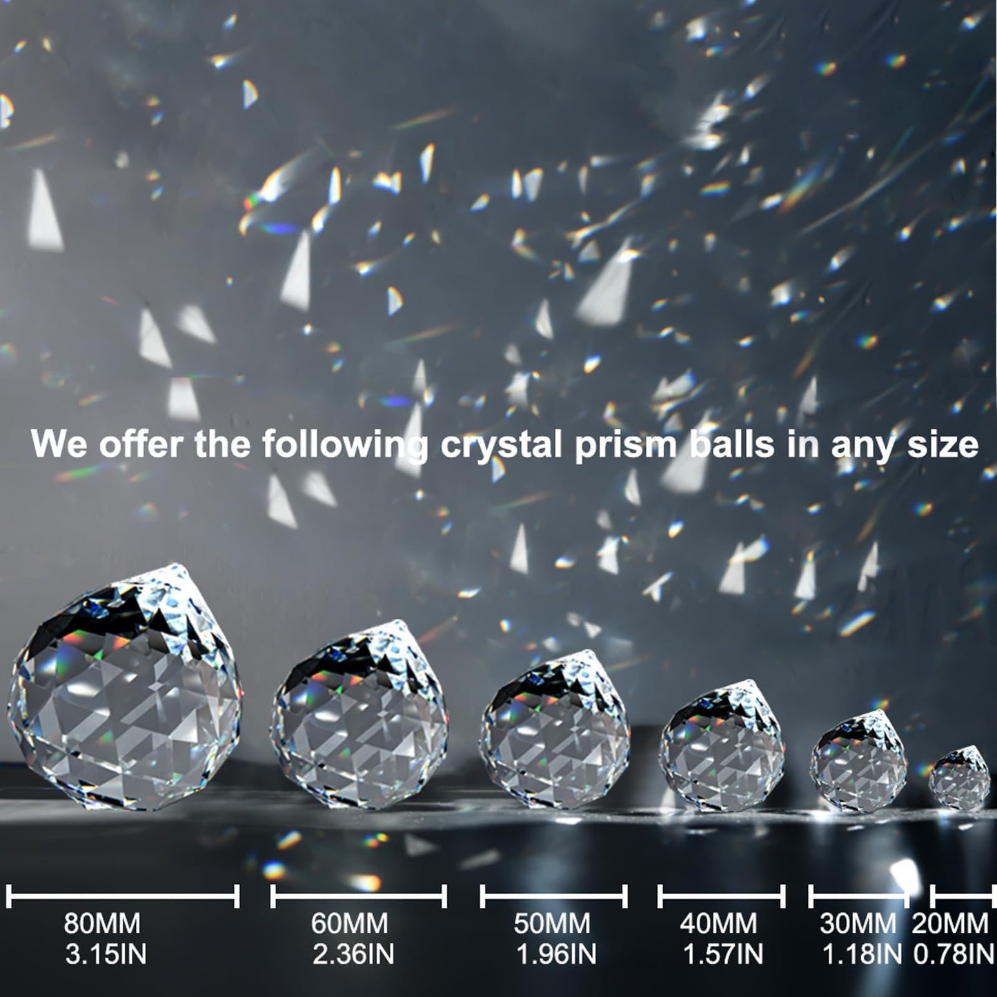 MerryNine 40mm Clear Crystal Ball Prism Sunshine Catcher Rainbow Pendants Maker, Hanging Crystals Prisms for Windows, for Feng Shui, for Gift(40mm/1.57" 10pack)