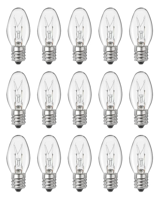 OuuKoo Salt Lamp Bulbs - 15 Watt Light Bulbs for Scentsy Wax Warmer - C7 Replacement Bulbs for Plug in Wax Diffuser- Warmwhite - Dimmable,15 Packs