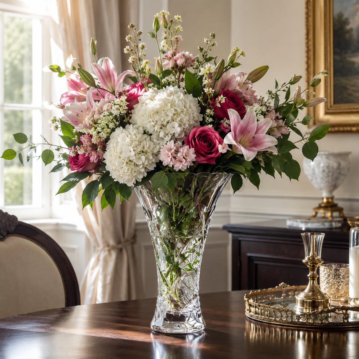 Lorren Home Trends Crystal Laurus Vase 11"-Made In Italy