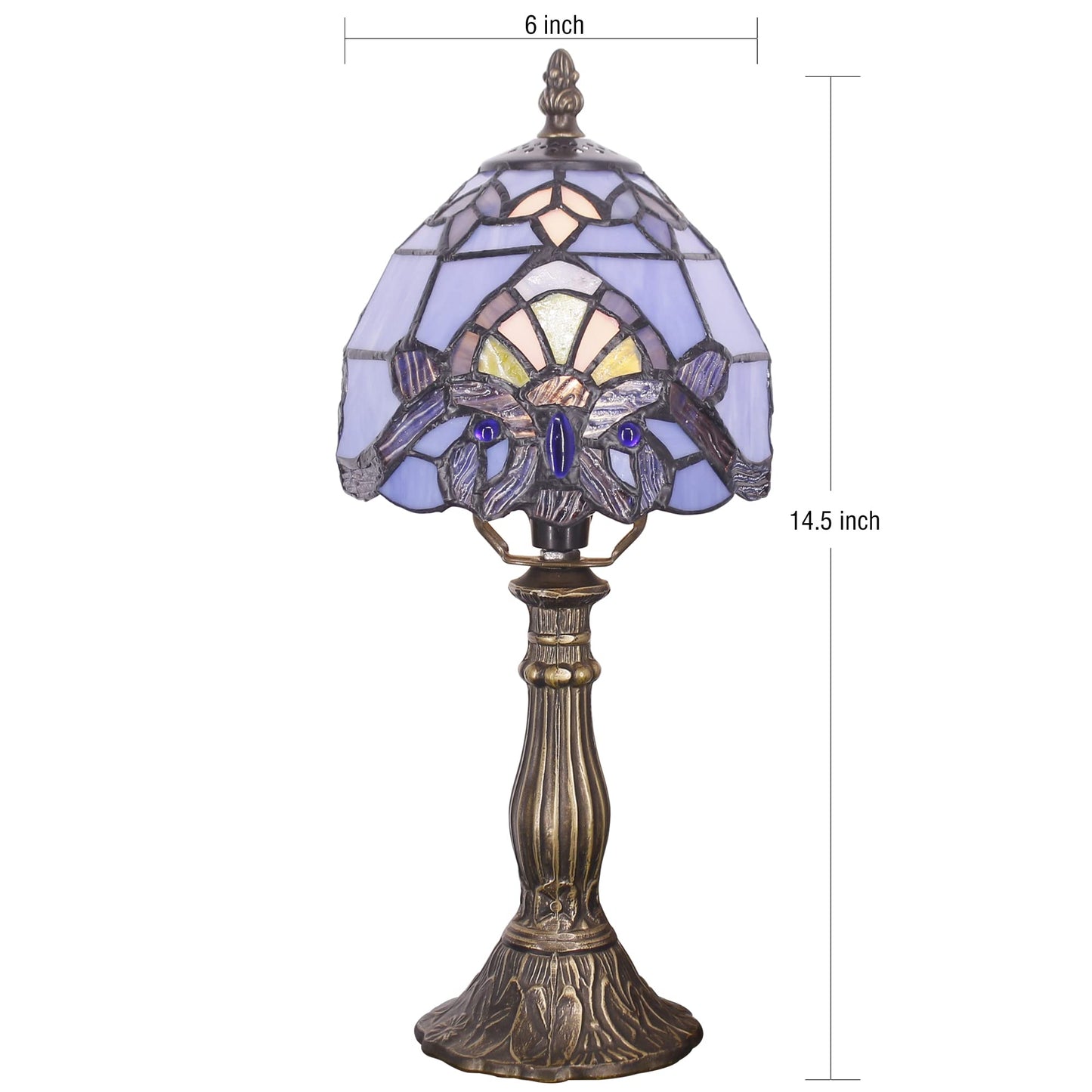 SYETL Small Tiffany Lamp Mini Accent Table Lamp Blue Purple Baroque Style