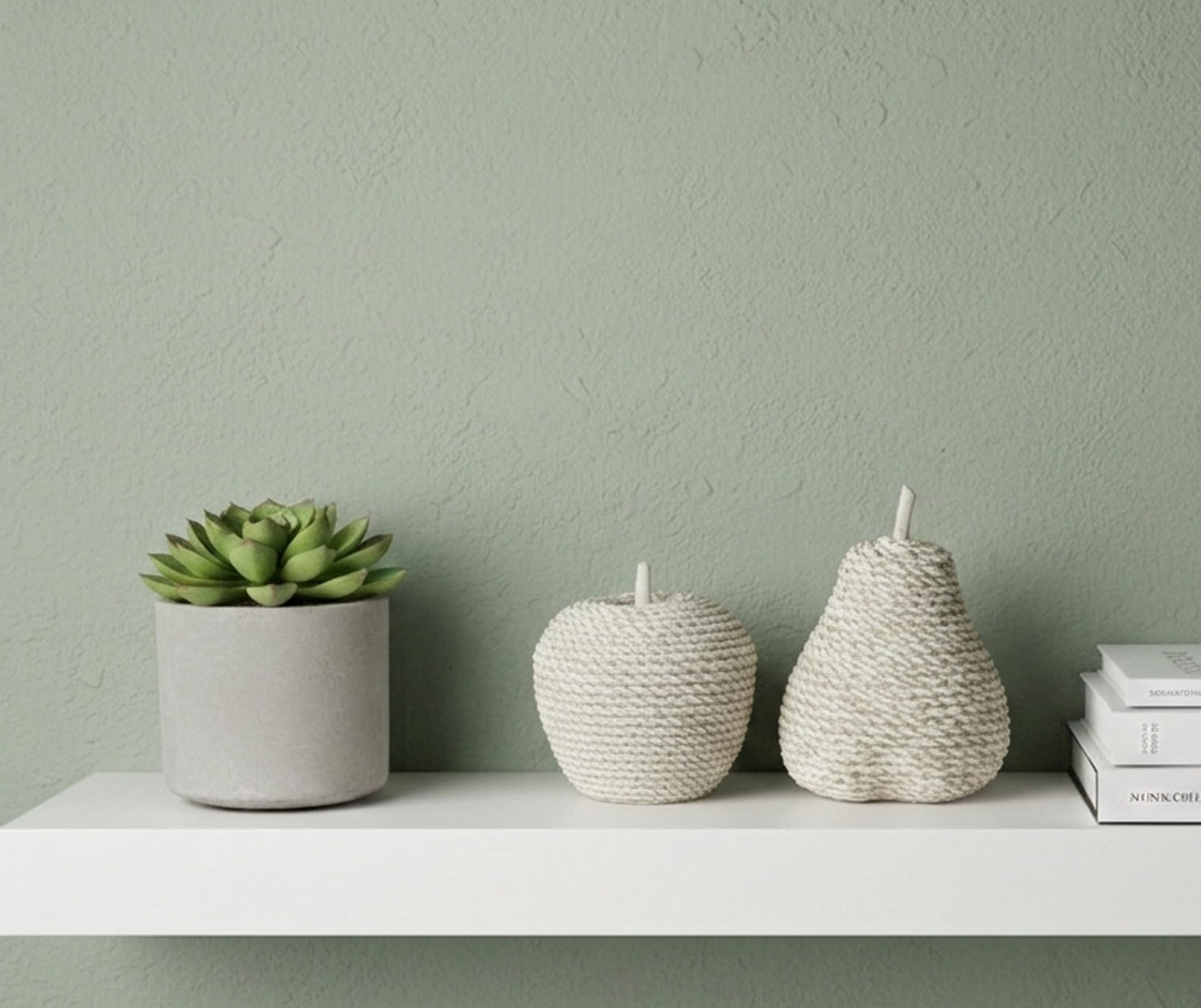 Huey House Apple and Pear Figurine Set of 2, Cream-White Resin Fruit Decor