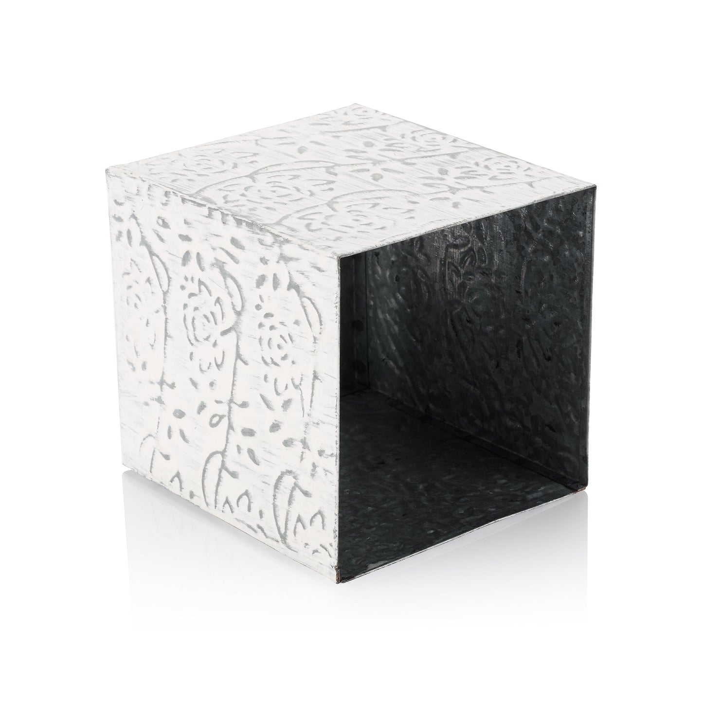 Country Chic Modern Farmhouse Tissue Box Holder, Decorative Metal Tissue Cover, Rustic Square White Style