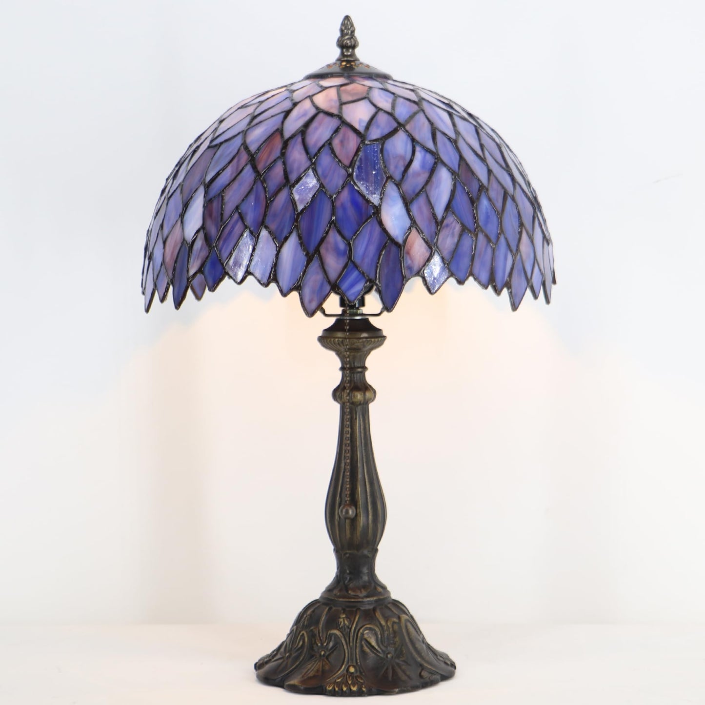 HZYFFYU Tiffany Style Lamp Stained Glass Table Lamp Memory Sympathy Desk Reading Light 12X19 Inch (Wisteria Style)