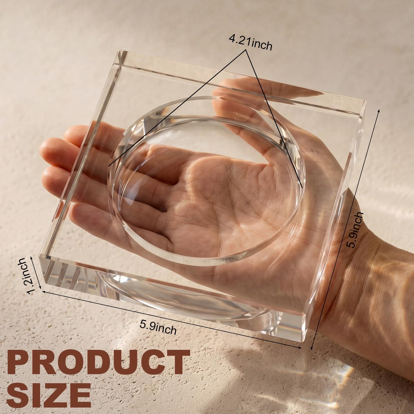 Mumufy 2 Pack Crystal Candle Dish 5.9 x 5.9 x 1.2 Inch Clear Round Cutout Candles Dish Holder Diffuser Smooth Tray Candle Plates for Home Dinning Wedding Party Decor Table Centerpiece(Clear)