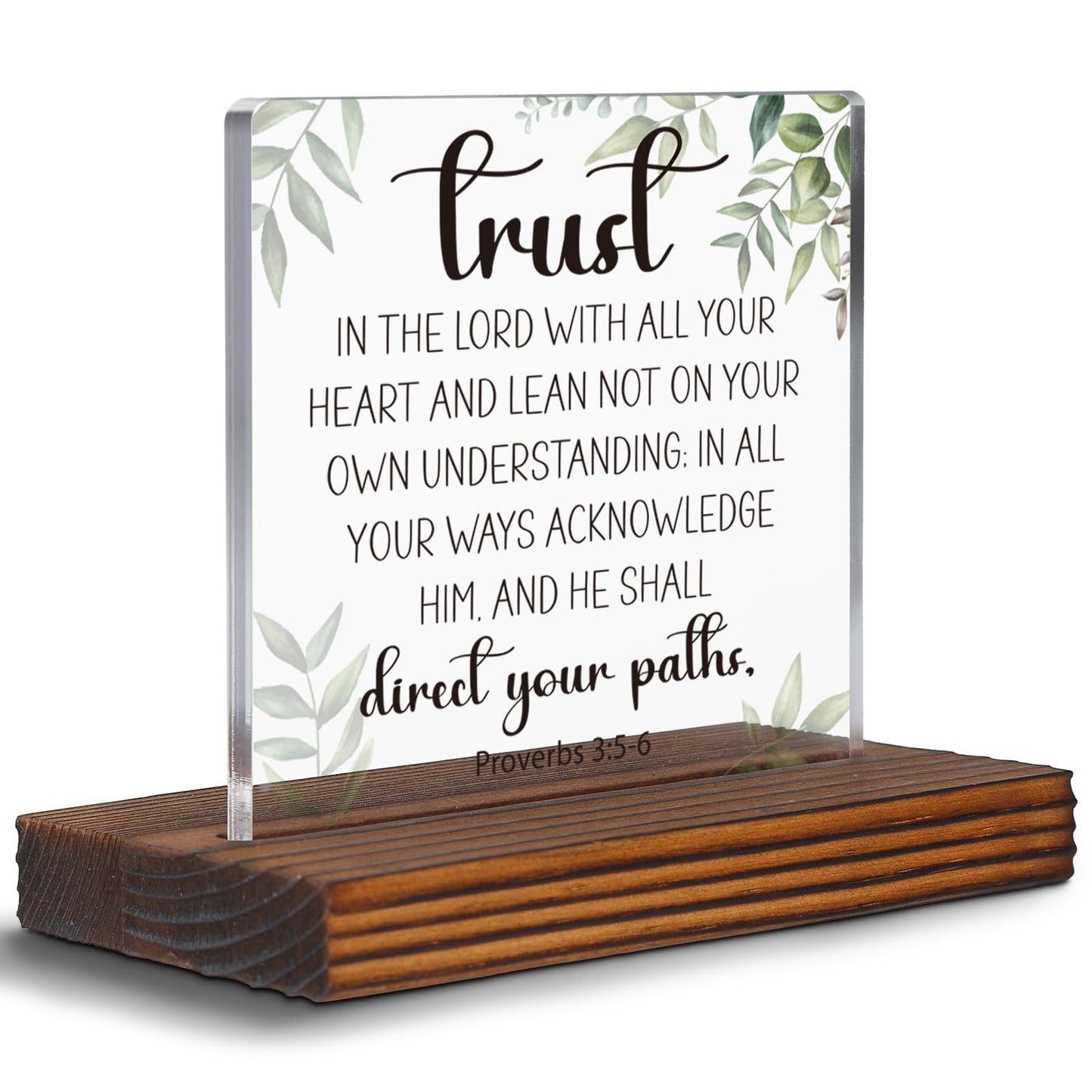 Serenity Prayer Gifts for Women, Trust In the Lord with All Your Heart Christian Quotes Bible Scripture Inspirational Plaque Clear Desk Decorative Sign Christian Gifts for Family Friends EC117