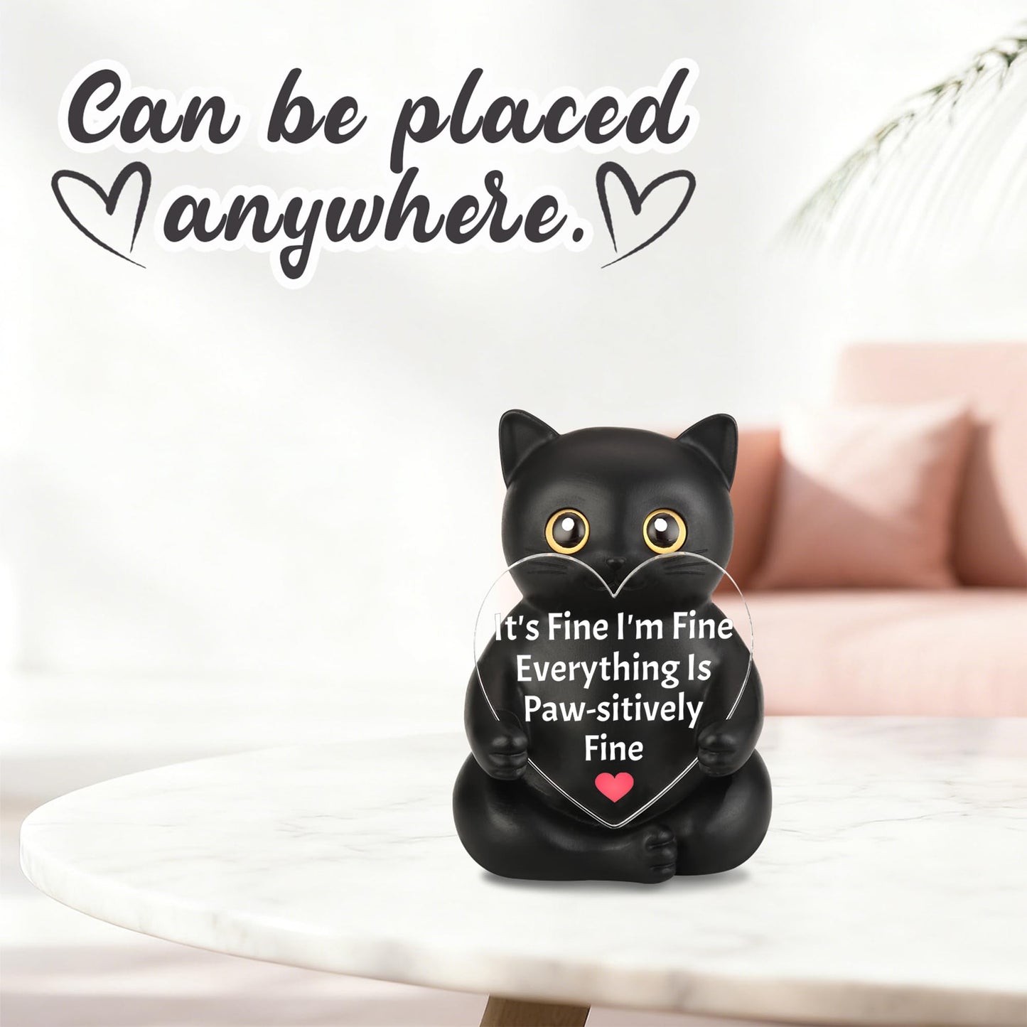 FTONENI Funny Black Cat Encouragement Desk Decor, Positive Office Gift for Coworker Teacher Nurse Friend, Motivation Desk Figurine for Team Appreciation - FDD632