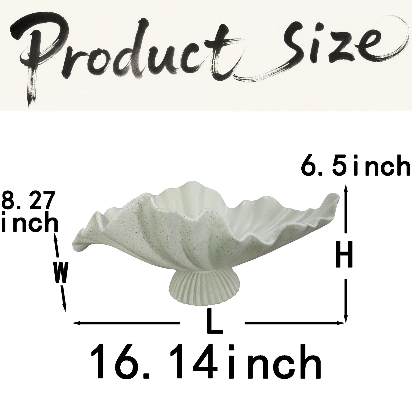 ARTRHYT 16" Large Decorative Bowl decor, Modern Home Decor,Stylish Key Bowl for Entry Table,Scalloped Decorative Bowls (Light Gray-With base, 16.14inch)
