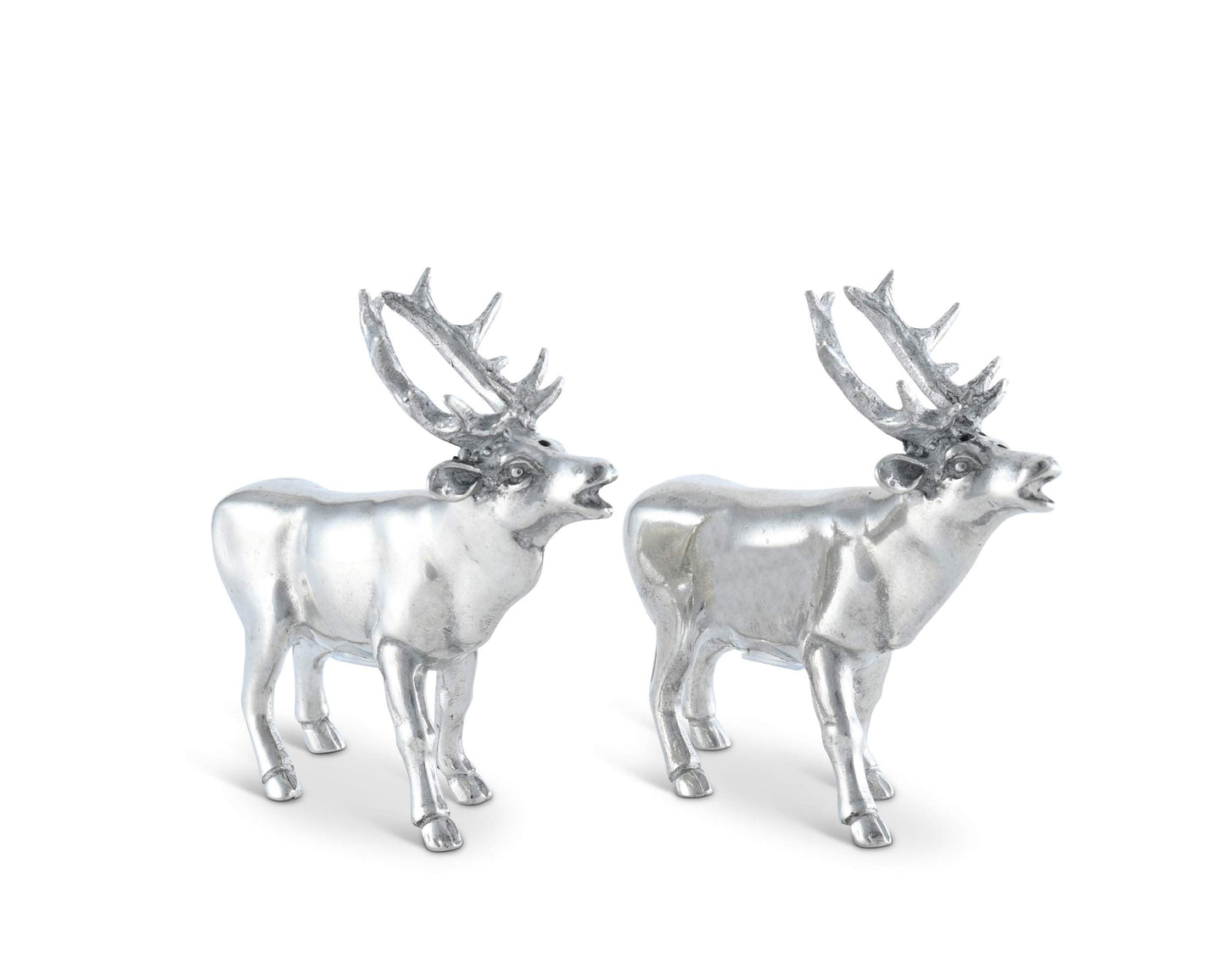 Vagabond House Pewter Deer/Elk Salt and Pepper Shakers Set Artisan Designer Handcrafted for Cabin Lodge Mountain Décor 4.5 inch Tall