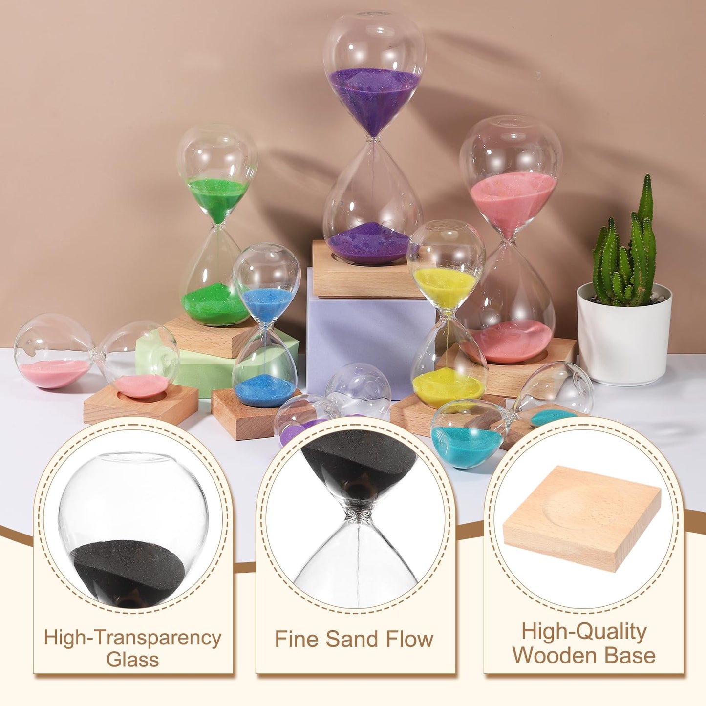 PATIKIL 10 Minutes Sand Timer, Sand Watch with Wood Base Hour Glass Sandglass Timer Clock for Living Room Home Office Restaurant Decoration, Black
