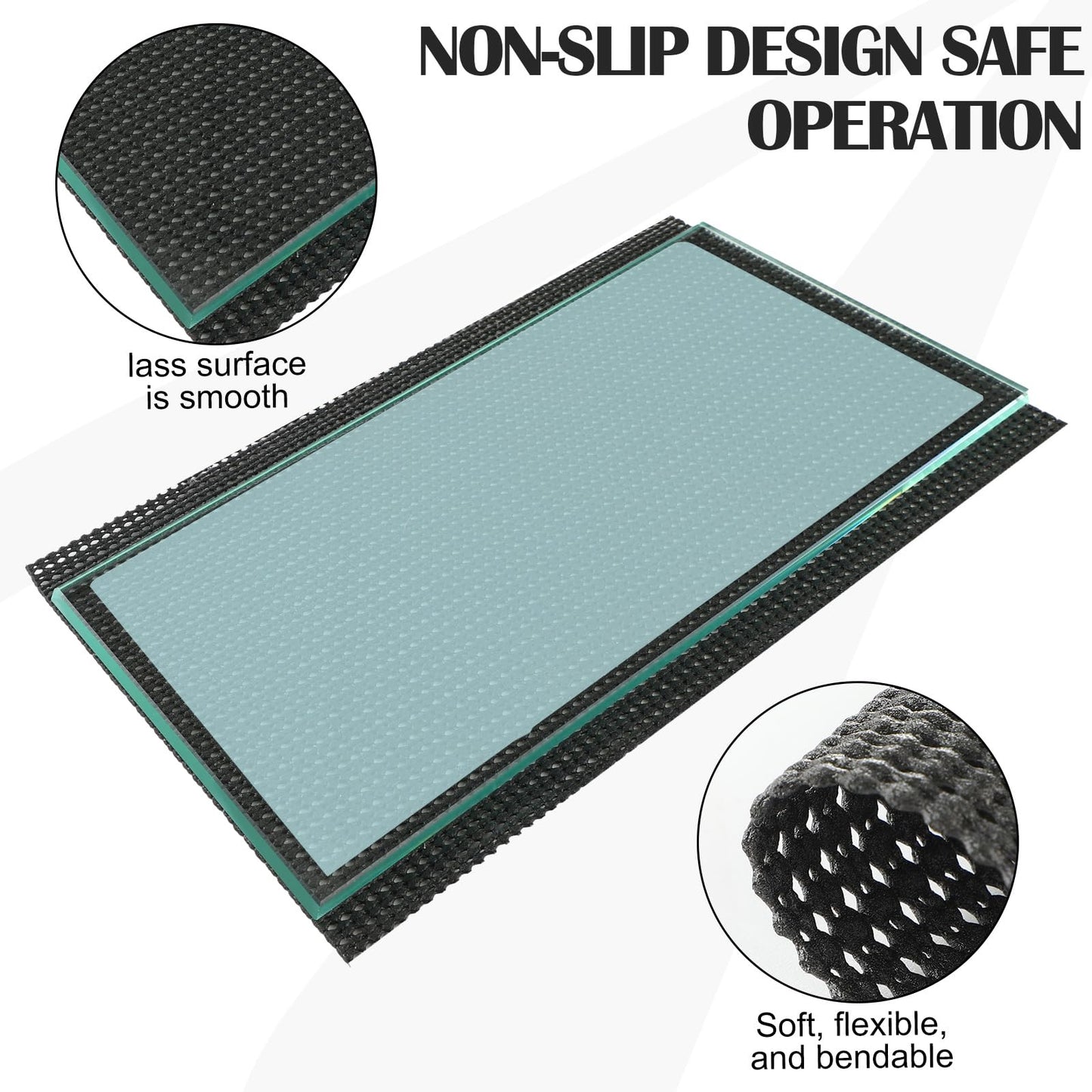 Lothee 13 Pcs Float Glass Lapping Plate Kit Include Three Sheets 5/16 x 5 x 12 Float Plate Glass with 7 Sheets Lapping Microfinishing Film and 3 Pieces Anti-slip Mat for Polishing Woodworking Planes