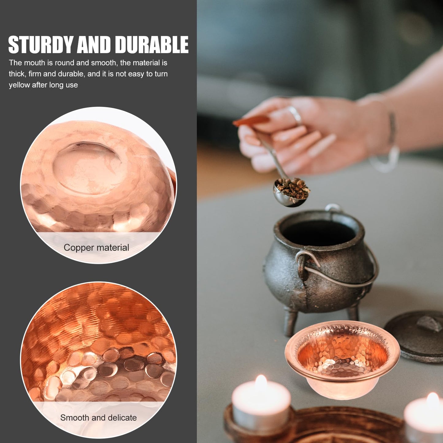 AOKWAWALIY 2pcs Buddhist Cup Copper Offering Bowl Home Decorative Bowl Holy Water Cup Hammered Meditation Dollhouse Decorations Holds Incense Offerings Healing Crystals Water