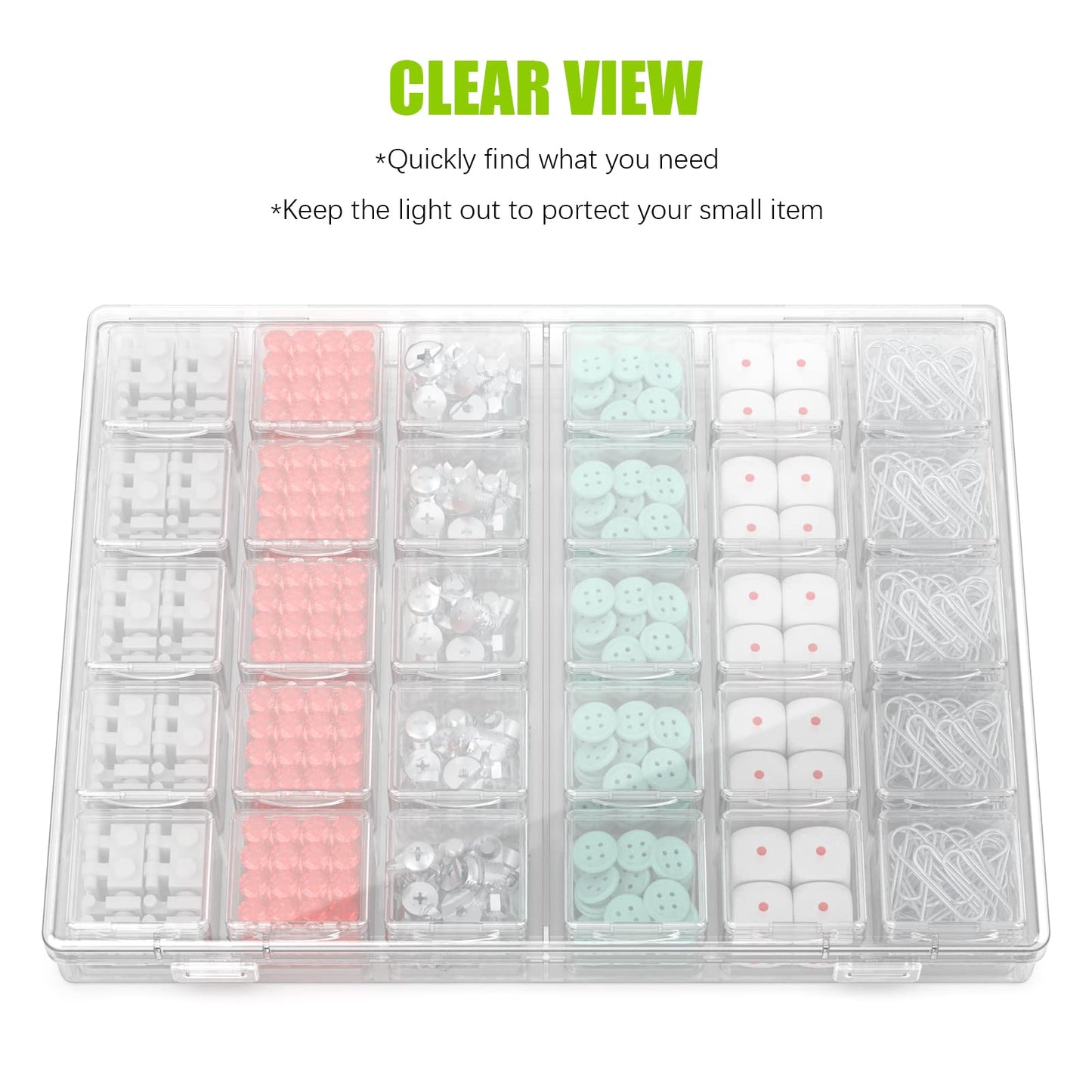 DOHIMGIO 30 Packs Plastic Stackable Organizer Container with Lids, Mini Containers for Beads, Glitter, Slime, Paint or Seed Storage - Black (Transparent)