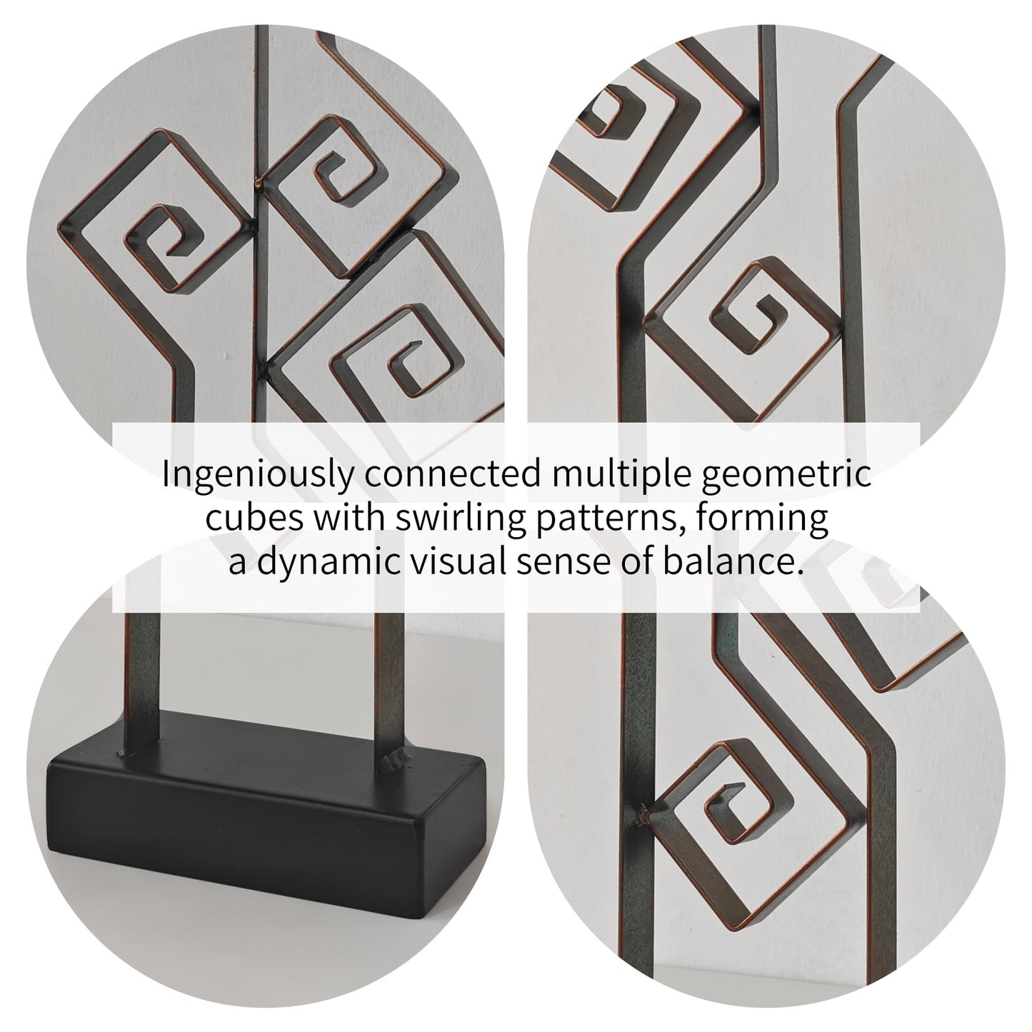 LNXMES Abstract Metal Sculpture Home Decor – Modern Minimalist Line Art Statue Decorations for Table, Shelf, Living Room, Office & Entryway (Geometric Line Art Metal Sculpture)