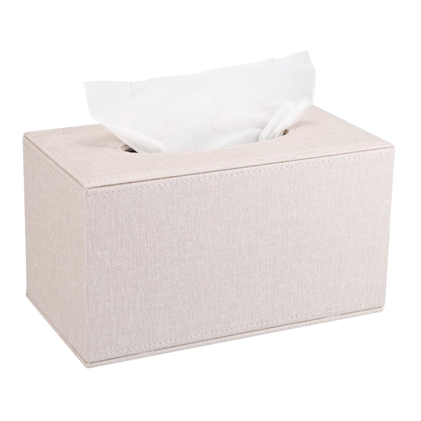 Sumnacon Tissue Box Cover Rectangular Tissue Box Holder Linen Tissue Box with Magnetic Bottom Decorative Beige Tissue Box for Bathroom Toilet Living Room Table Desk Office Car, Large