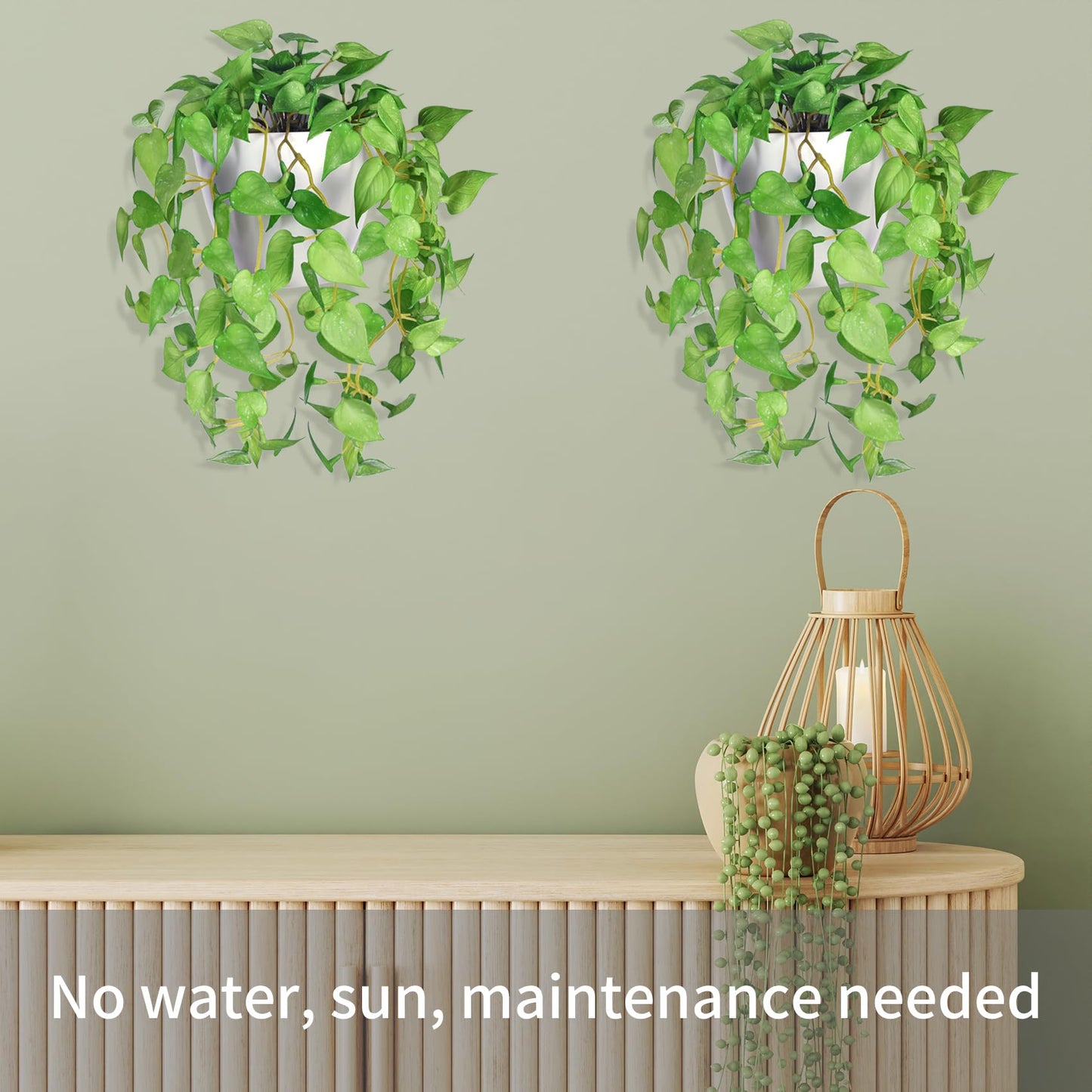 CXZXEEU Artificial Hanging Potted Plants Set of 2, Fake Eucalyptus Vine Plant with Half Pot Planters, Medium Faux Greenery for Wall Home Room Indoor Outdoor Decor