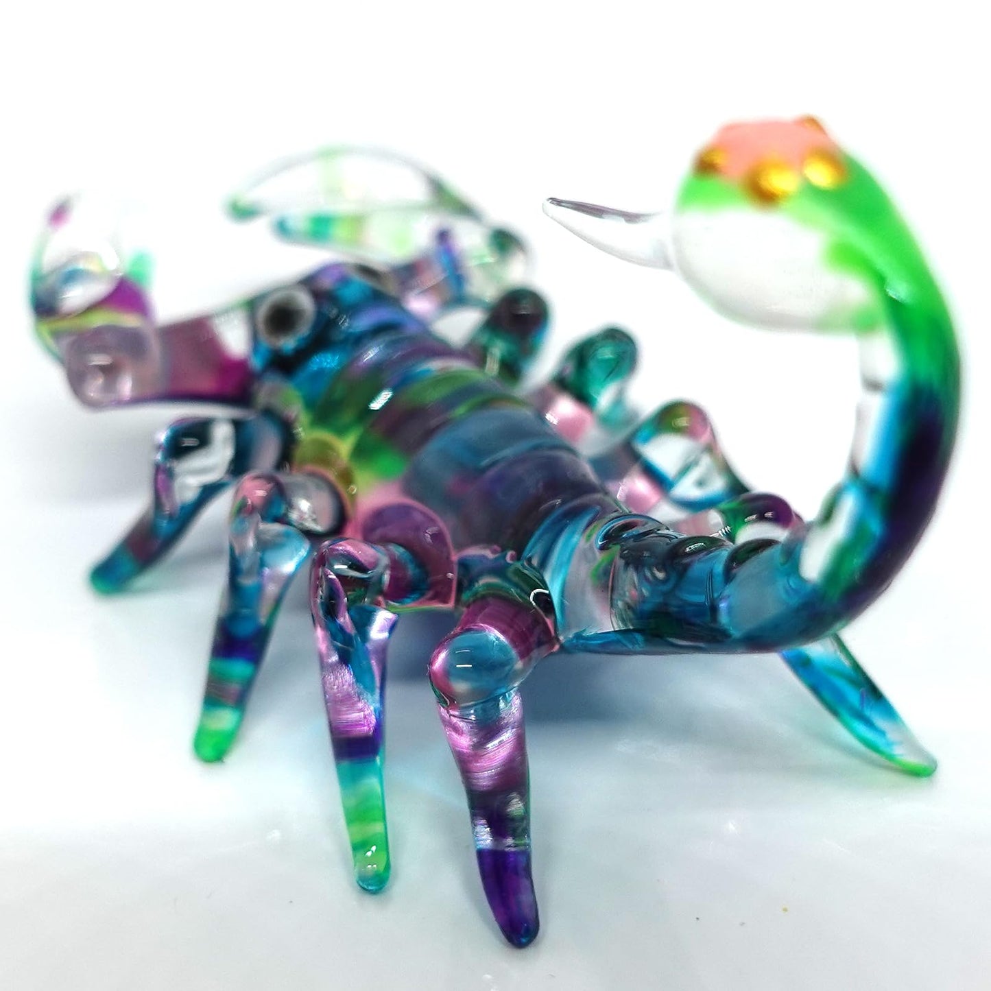 Sansukjai Scorpion Miniature Figurines Animals Hand Painted Blown Glass Art Collectible Gift Decorate (Multi-Pastel)