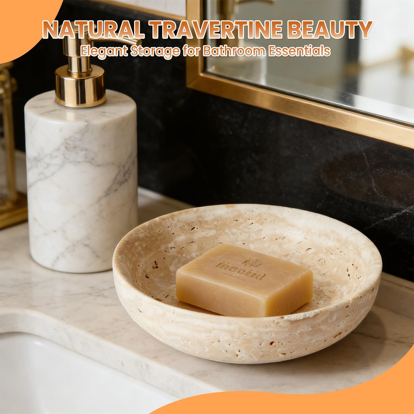 Takywep Natural Travertine Decorative Bowls Modern Centerpiece Bowl for Home Decor Multipurpose Fruit and Key Holder Ideal for Entryway, Coffee Table, Kitchen Counter, Dining Table, Key Bowl