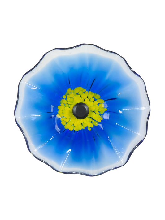 Dale Tiffany AW23138-D9 Fiore Bloom Hand Blown Flower Art Glass with Wall Mounting Bracket, Blue, 9-Inch Diameter
