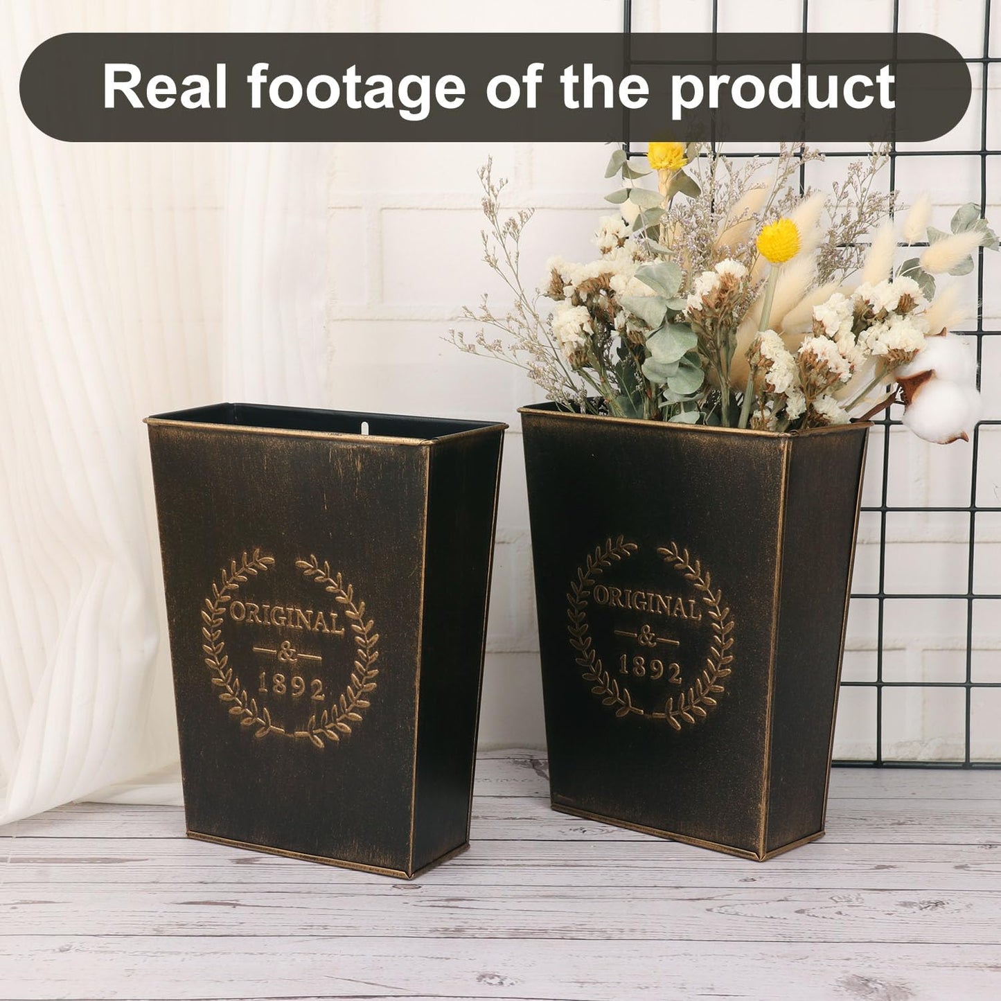 Biugaaufai 6 Pack Metal Wall Vase, Country Galvanized Wall Vase Box for Country, Bathroom, Rustic Party, Office, Wedding and Home Decor