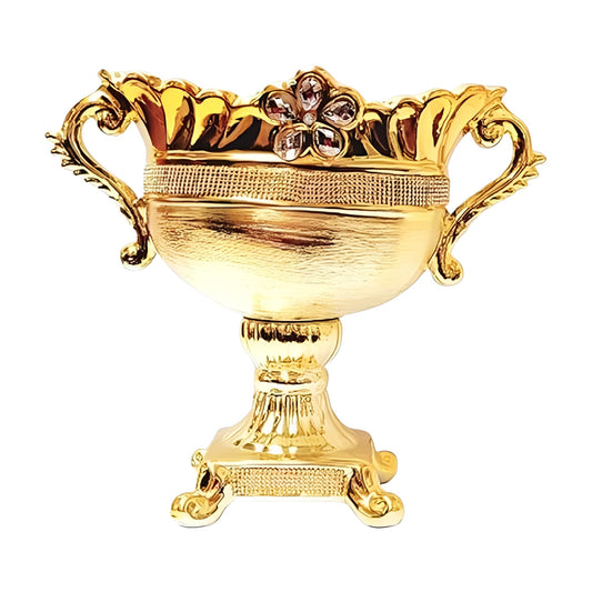 ICE Armor 15" H Golden Color Antique Double-Handle Floral Embellished Ceramic Vase Stylish Home and Office Decor Luxury Ornament Great Gift for Home Lovers