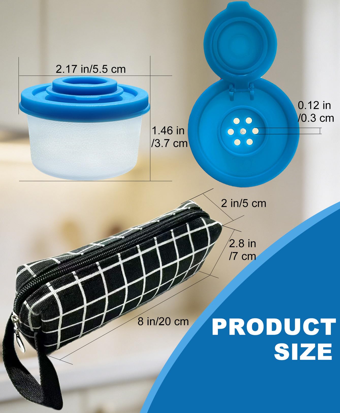 5 Pcs Small Salt and Pepper Shakers with Spice Container Bag, Moisture-Proof and Portable,Travel Salt and Pepper Shakers for Camping Picnic Outdoors Kitchen Lunch Boxes, 3 Colors