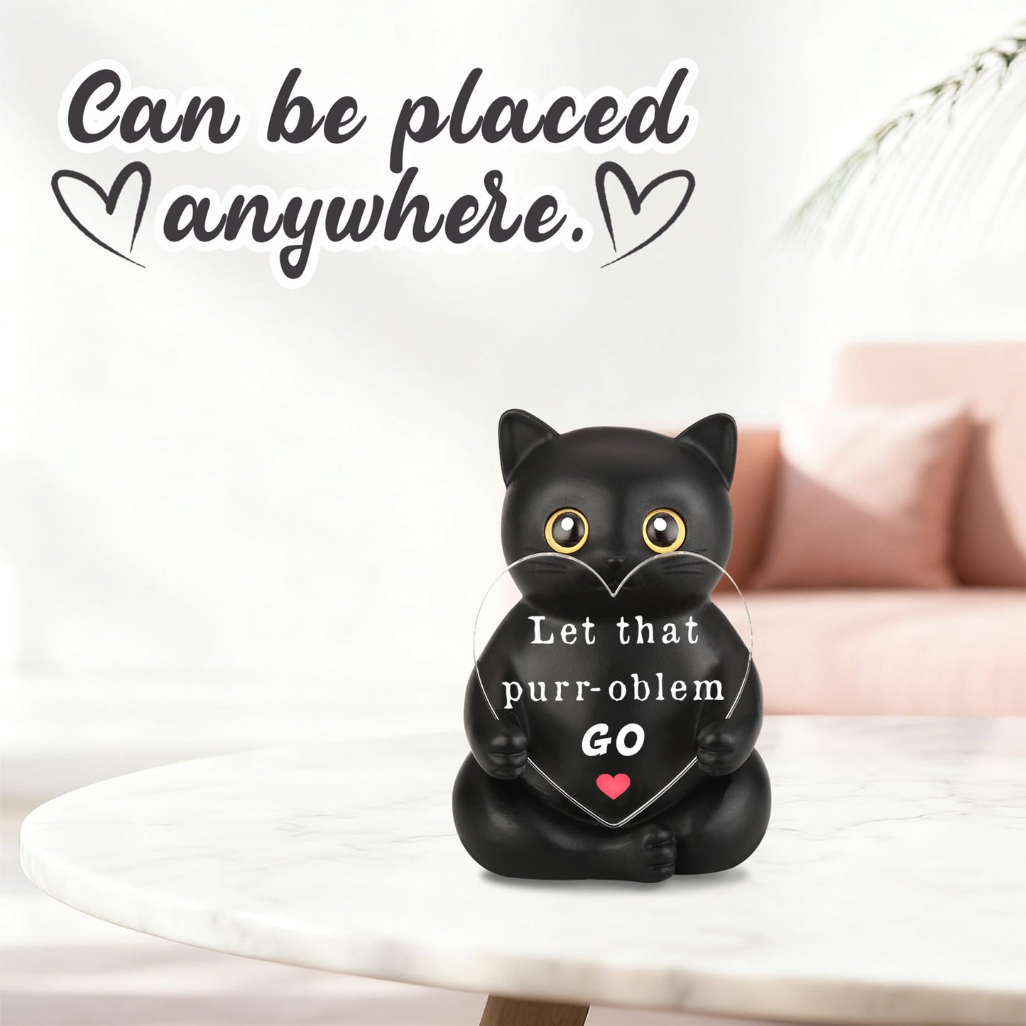 FTONENI Black Cat Encouragement Desk Decor, Funny Motivation Gift for Coworker Teacher Nurse Friend, Positive Office Desk Figurine for Team Appreciation - FDD631