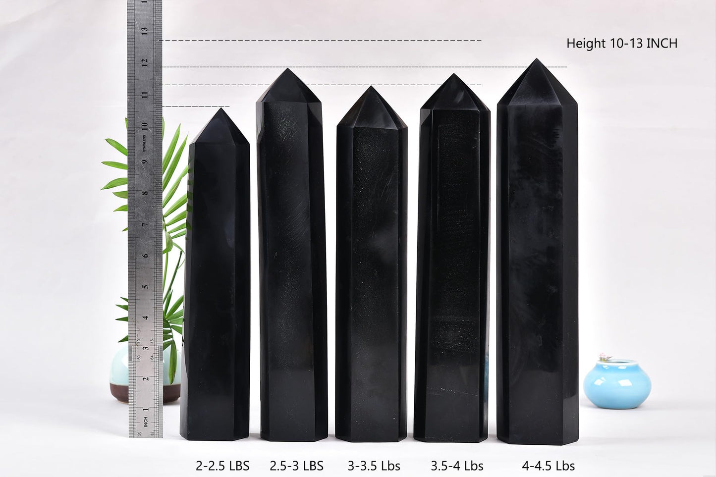 AMOYSTONE Black Obsidian Column 3.5-4 Lbs Hexagonal Crystal Tower Natural Volcanic Glass Obelisk Point for Living Room Feng Shui Home Display Bookcase Showcase Setup