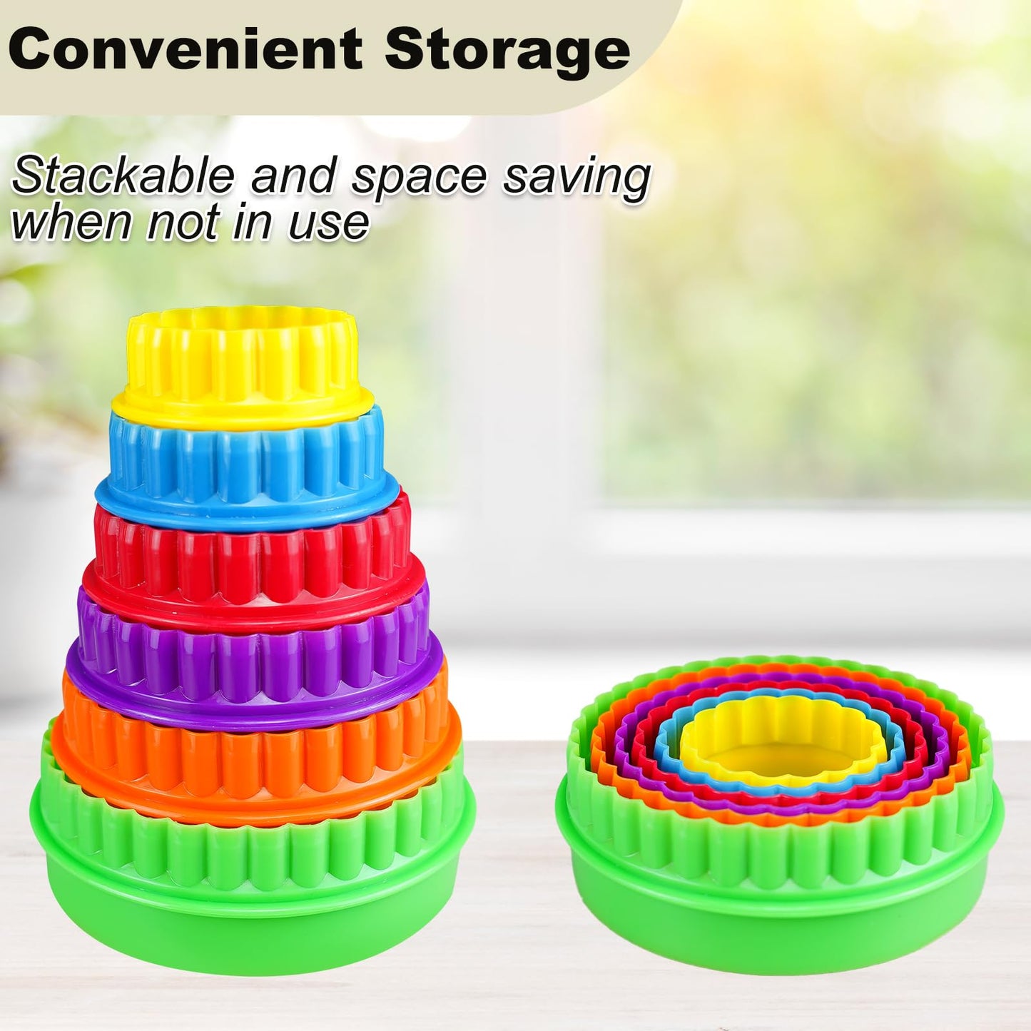 KFAREJGOAE 12 Pieces Display Stands for Pyrex Round Bowls Risers for Pyrex Bowls Stacker Stacking Rings for Cabinet Colorful