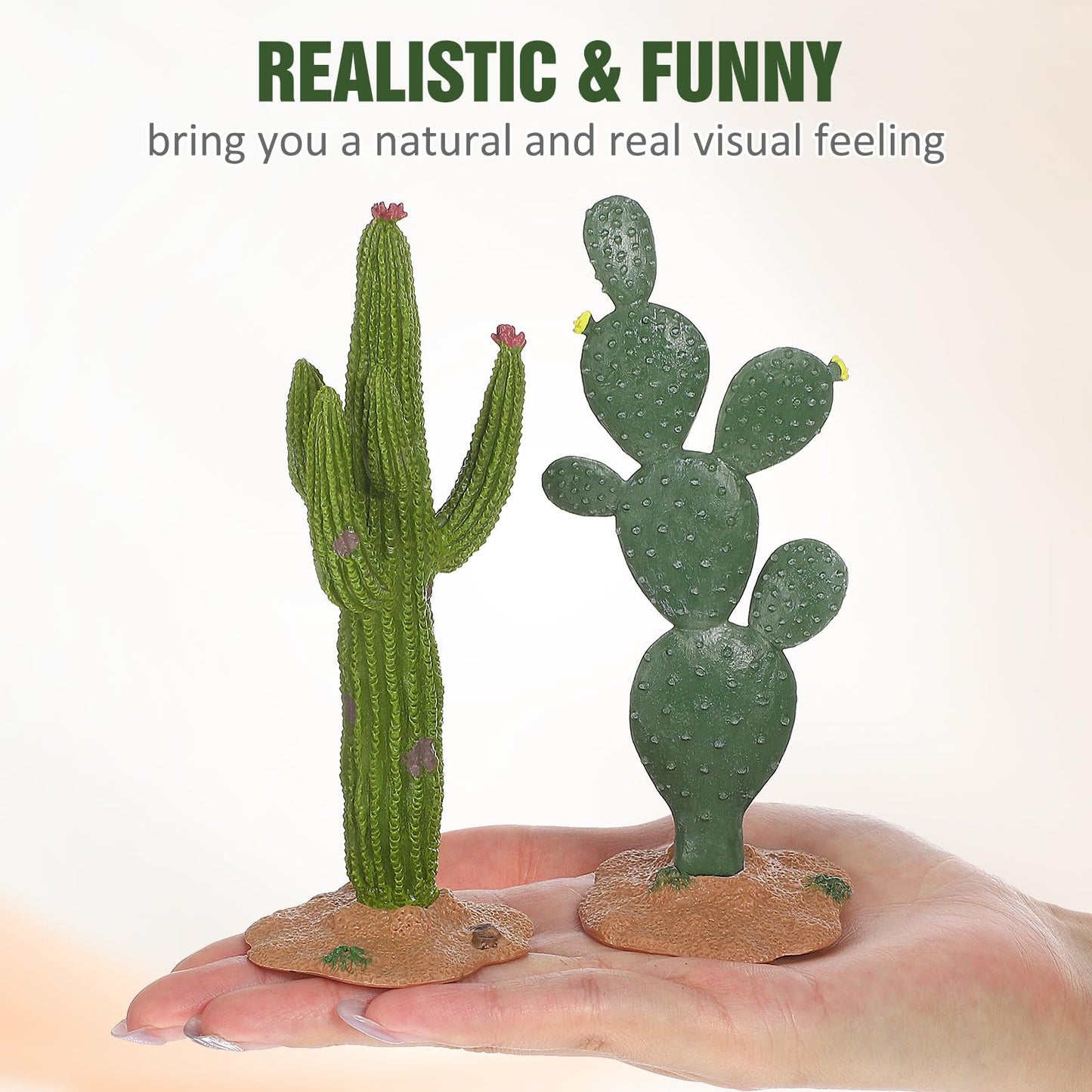 UKCOCO 2 Pack Simulated Cactus Adornments Lifelike Cactus Figurine Desktop Decor 5.70 in PVC Modeling Statue for Home Office Garden Terrarium