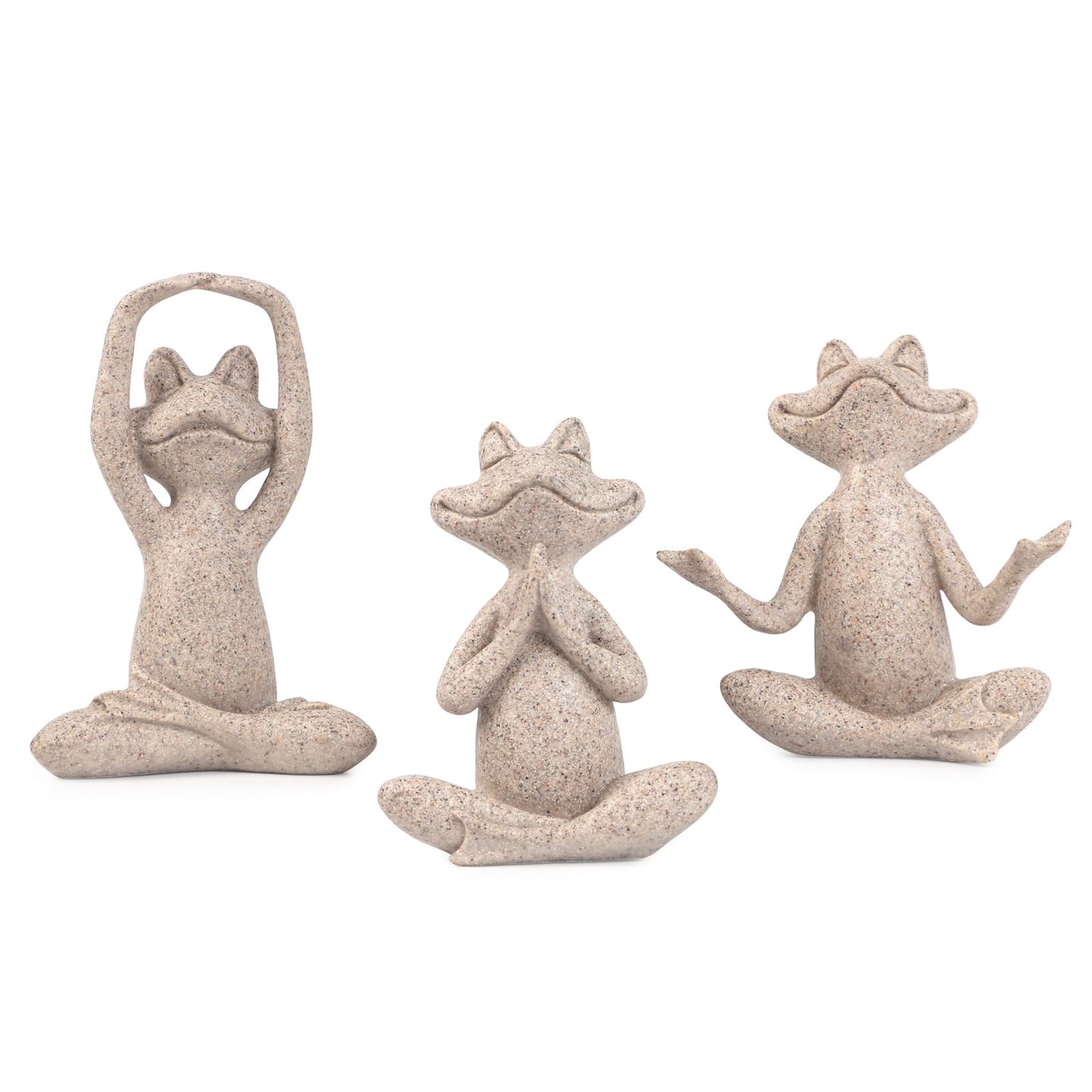 Suoedd Sandstone Frog Figurines Yoga Decor Set of 3 –Frog Yoga Statues for Modern Living Room Table Office Bookshelf Shelves Home Sculptures Decor
