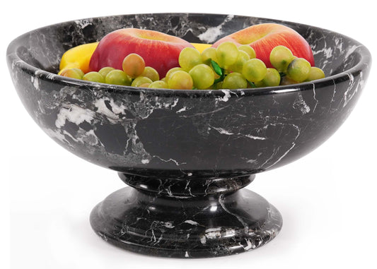 Radicaln Marble Fruit Bowl 10" Inches Black Handmade Decorative Bowl For Kitchen Table, Ideal Key Holder, Candy Dish and Fruit Bowl For Kitchen Countertop