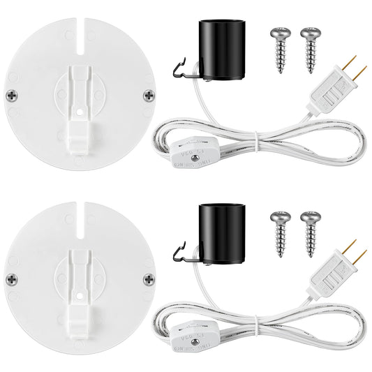 Meonum 2 Set Blow Mold Light Kit Replacement, E27 E26 Single Light Cord Kit with Switch Fuse Plug, for Indoor Outdoor Halloween Christmas Village House Craft Decorations and Salt Lamp