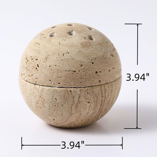 Handmade Travertine Stone Incense Resin Burner Holder – Natural Stone Incense Burner with Brass Insert for Home Decor & Relaxation