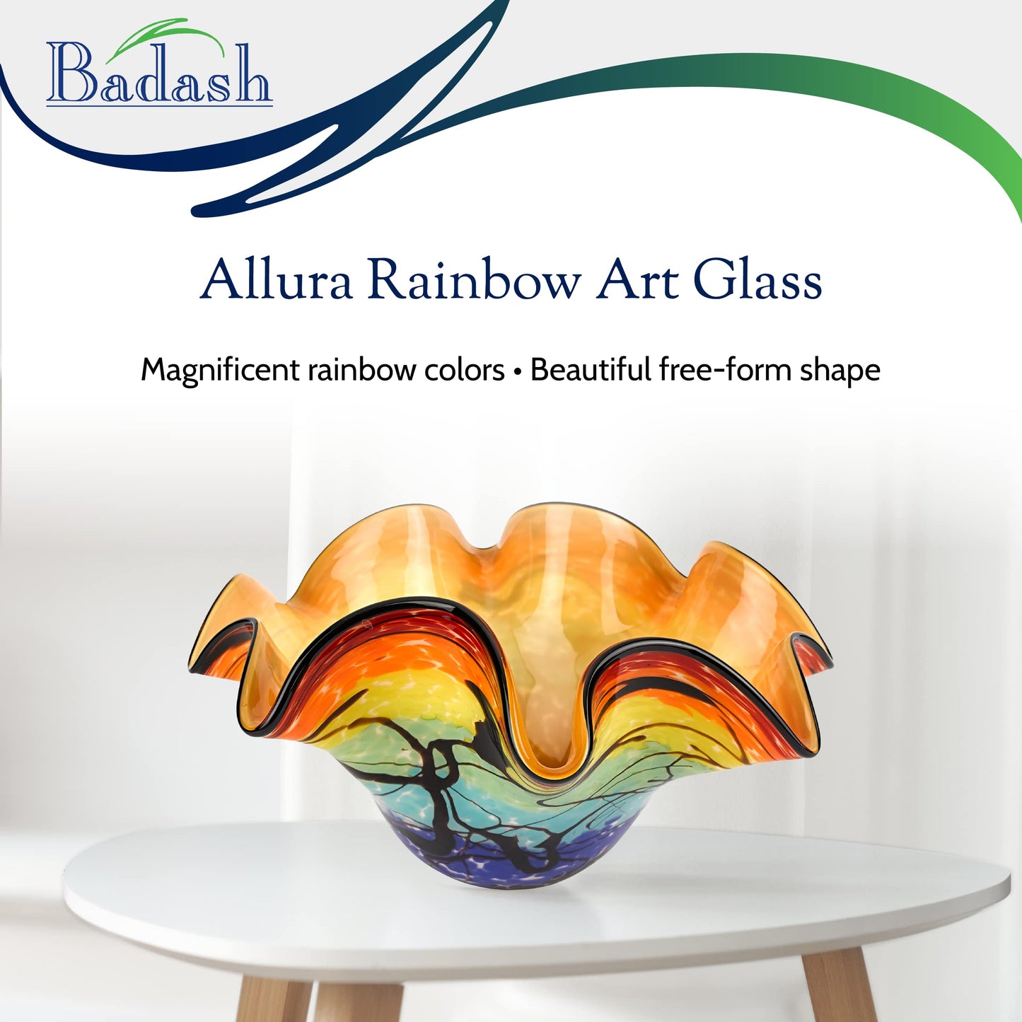 Badash Allura Murano-Style Art Glass Centerpiece Bowl 15 Inch