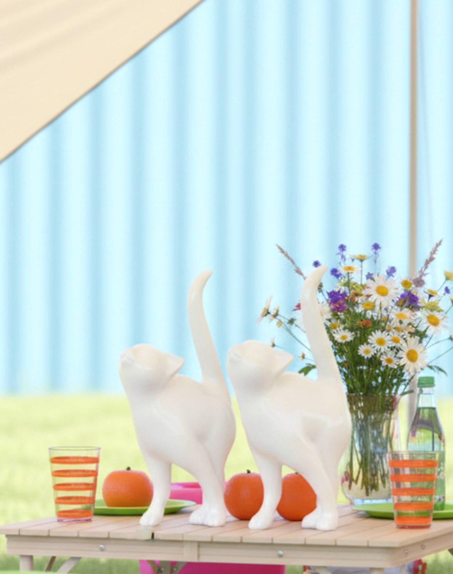 Newman House Studio Cat Statue Home Decor Cat-Figurine - Shelf Decor 7.5x4x14.5 in Collectible Figurines Gifts for Cats Lovers Kitten Sculpture Whimsical Statue for Table Bookshelf Library Decoration