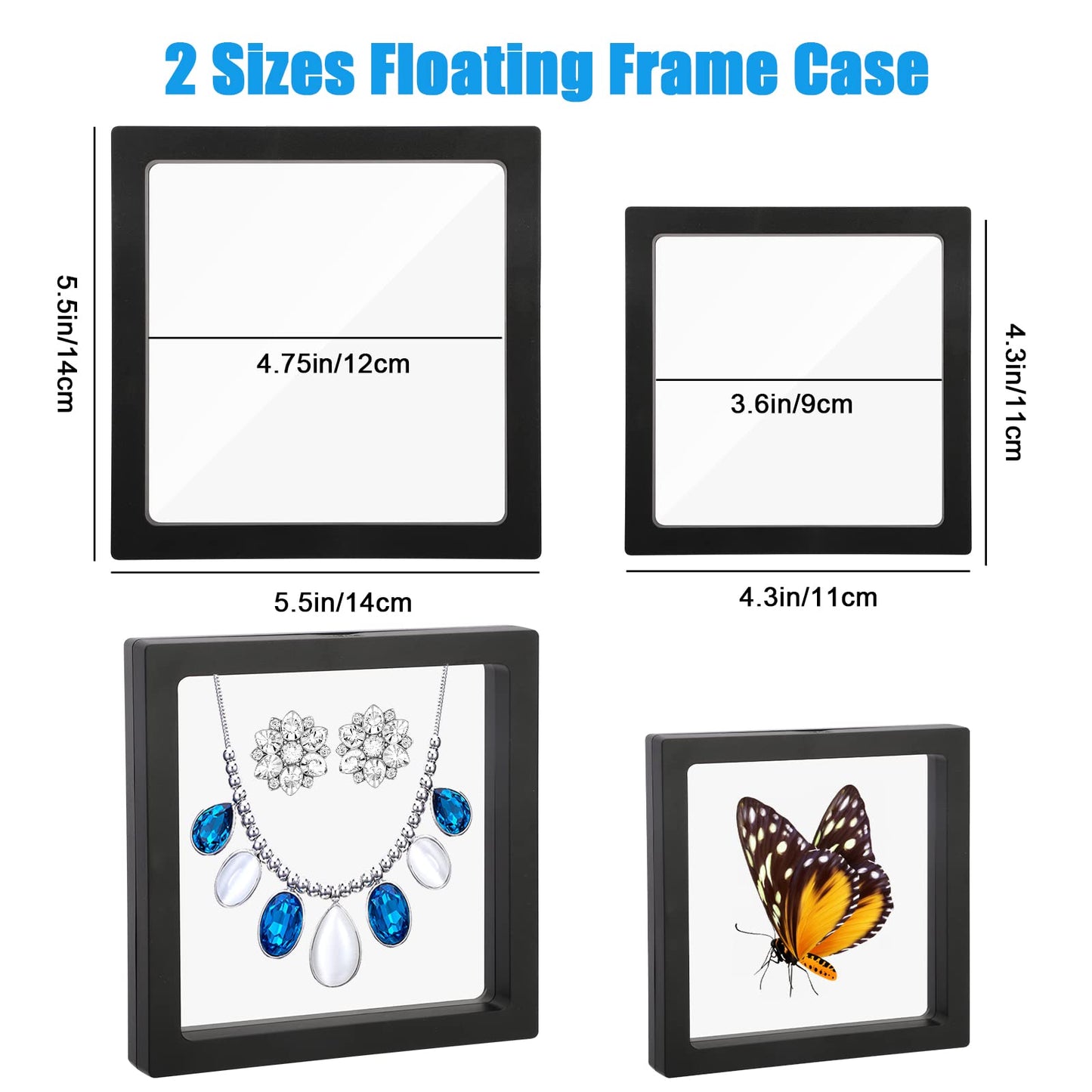 Linkstyle 10PCS Challenge Coins Display Stand Holder, 3D Floating Frame Transparent PE Floating Display Case, Jewelry Storage Box Suspension Frame for Medal, Medallion, Stamps