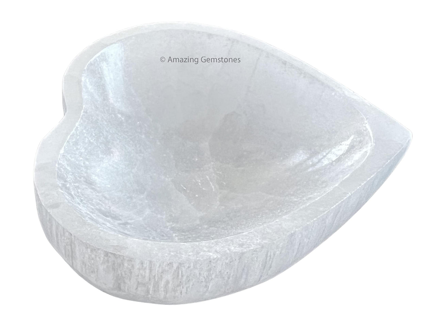 Amazing Gemstone Heart Selenite Bowl - 4" Charging Plate for Crystals & Gemstones