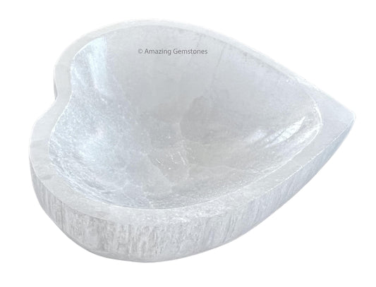Amazing Gemstone Heart Selenite Bowl - 4" Charging Plate for Crystals & Gemstones